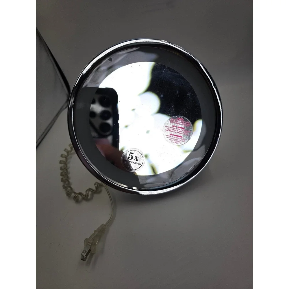 Jerdon‎ HL1016CL Chrome Lighted 5x Magnification Wall Mount Makeup Mirror O4